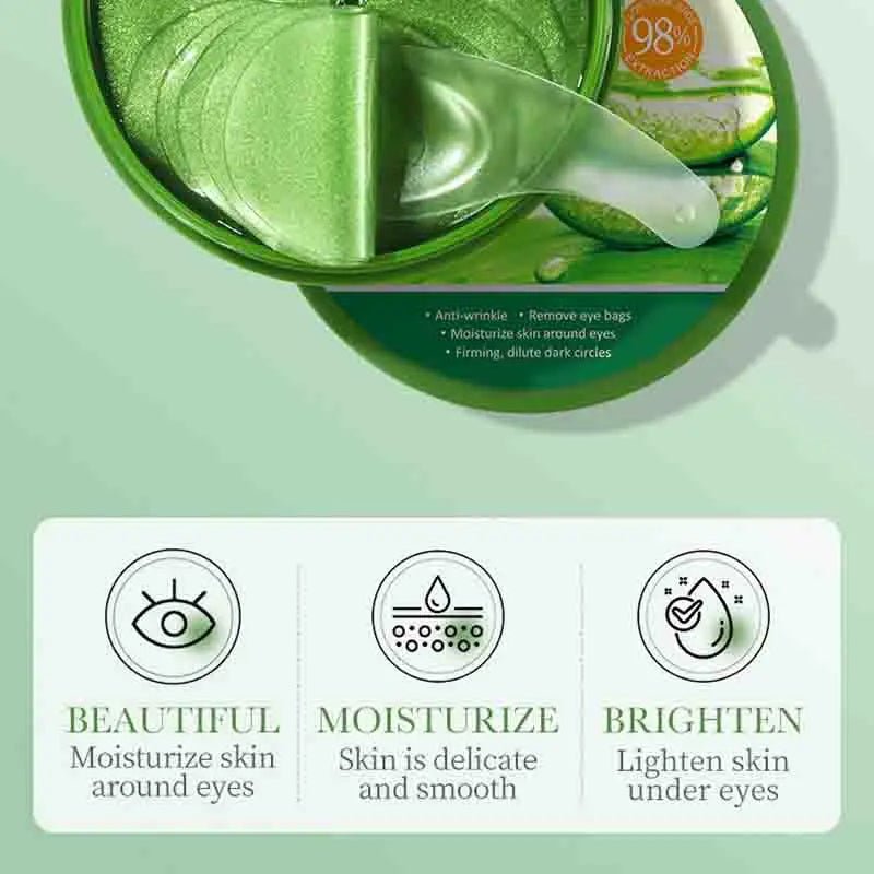 AloeGlow Eye Patches - 60pcs Aloe Vera Colágeno Máscara de Ojos - Hogar Elegance