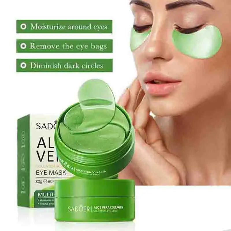 AloeGlow Eye Patches - 60pcs Aloe Vera Colágeno Máscara de Ojos - Hogar Elegance