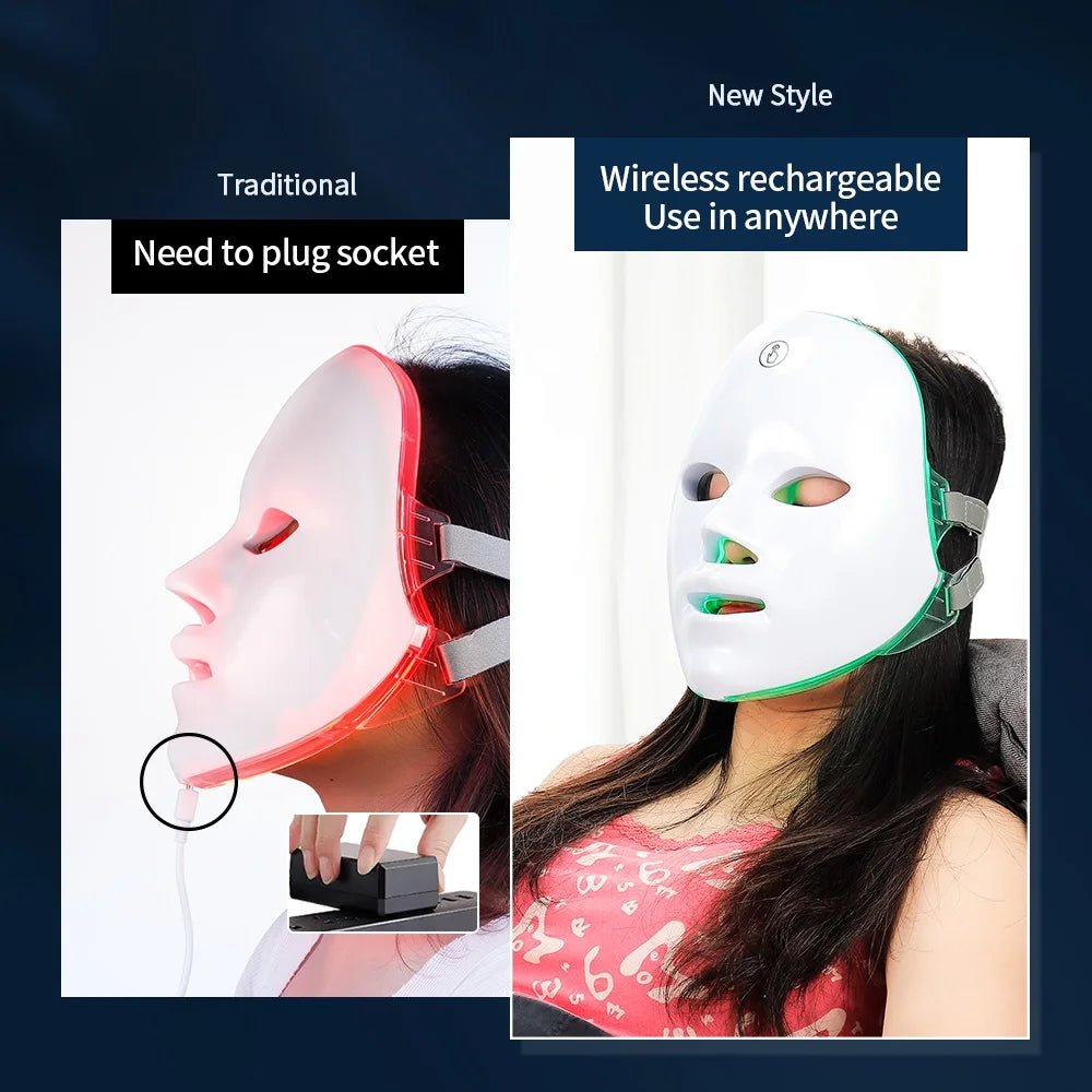 LumiSkin Pro 7 - Máscara LED recargable 7 colores LED Photon Beauty Mask Rejuvenecimiento de la piel - Hogar Elegance